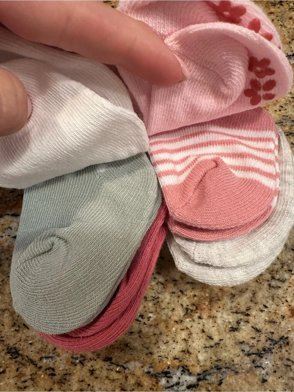Carter's Pink and White Floral Baby Socks - 6 Pairs